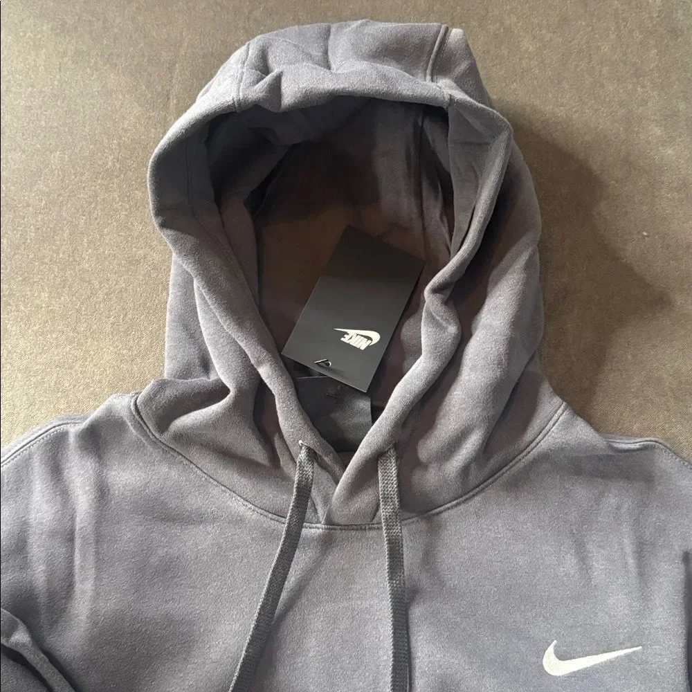 Nike Men’s Dark Gray Hoodie Fleece Lined Kangaroo Pocket Drawstring Hood Size M